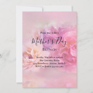 Pretty Pink & White Carnations Mother's Day Brunch Invitation