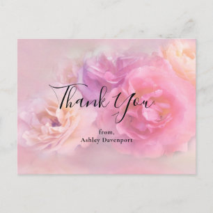 Pretty Pink & White Carnations Photo Thank You Postcard