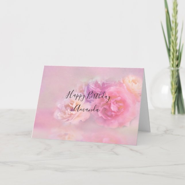 Pretty Pink & White Carnations Photograph Birthday Card (Front)