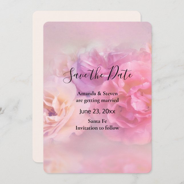Pretty Pink & White Carnations Photograph Save The Date (Front/Back)