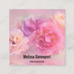Pretty Pink & White Carnations Photograph Square Business Card
