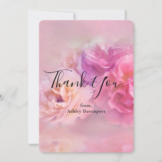Pretty Pink & White Carnations Photograph Thank You Card (Front)