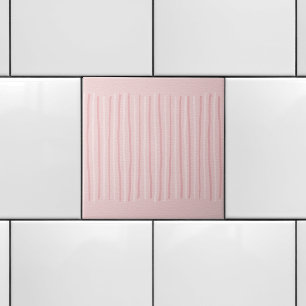 Pretty Pink White Dainty Vertical Stripes  Tile
