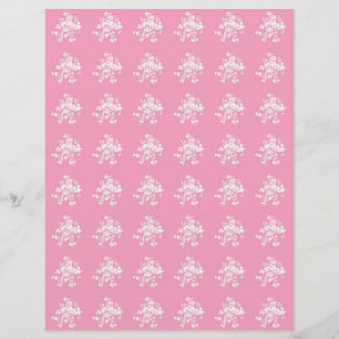 Pretty Pink White Floral Scrapbook Paper