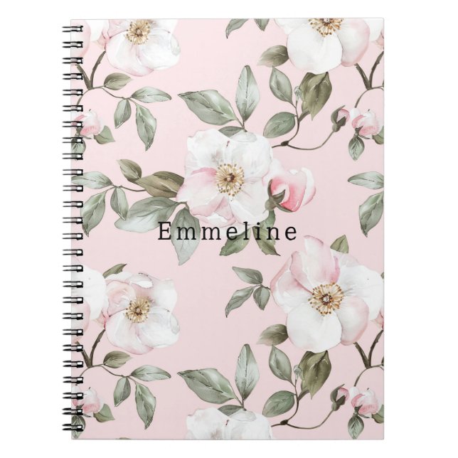 Pretty Pink White Flowers   Notebook (Front)