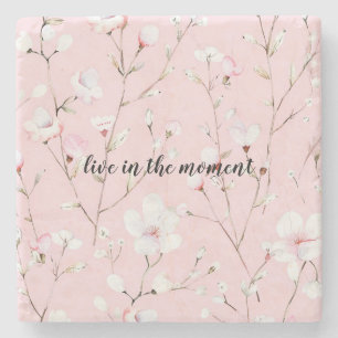 Pretty Pink White Flowers   Stone Coaster
