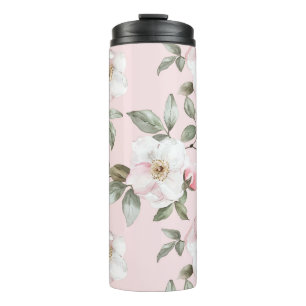 Pretty Pink White Flowers   Thermal Tumbler