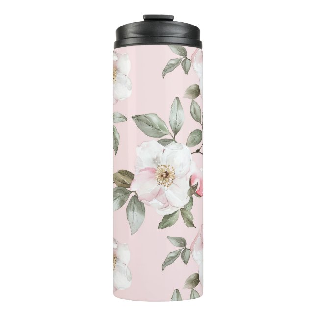 Pretty Pink White Flowers   Thermal Tumbler (Front)