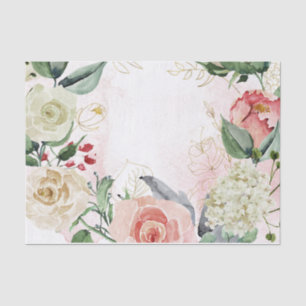 Pretty Pink White Roses Floral Bouquet Decoupage Tissue Paper