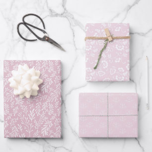 Pretty Pink White Soft Pastel for Her 3 Wrapping Paper Sheet