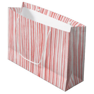Pretty Pink White Stripes Birthday Large Gift Bag