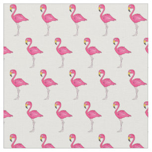 Pretty Pink White Tropical Island Bird Flamingos Fabric