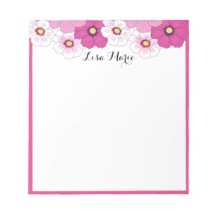 Pretty Pink White Yellow Flower Notepad