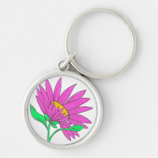 Pretty Pink Whymisical Acrylic Flower Painting Key Ring