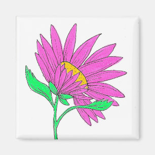 Pretty Pink Whymisical Acrylic Flower Painting Magnet
