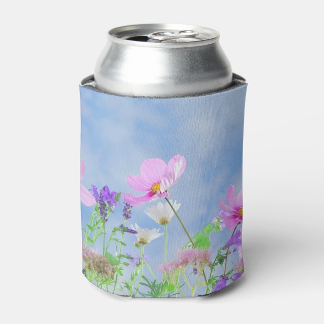 Pretty Pink Wild Flower Meadow Can Cooler (Can Front)