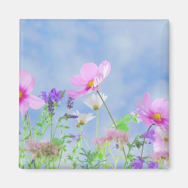 Pretty Pink Wild Flower Meadow Magnet (Front)