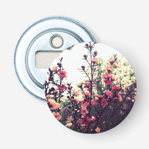 Pretty Pink Wild Flower Meadow Photo Bottle Opener