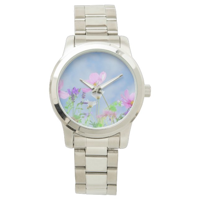 Pretty Pink Wild Flower Meadow Watch (Front)