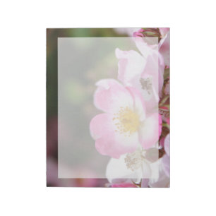 pretty pink wild rose flowers for ladies notepad