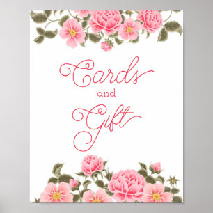 PRETTY PINK WILD ROSES Bridal Shower CARDS & GIFT  Poster