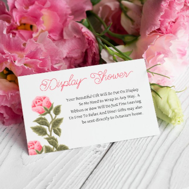 PRETTY PINK WILD ROSES DISPLAY SHOWER ENCLOSURE CARD (Creator Uploaded)