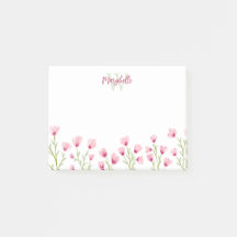 Pretty Pink Wildflowers Feminine Monogram