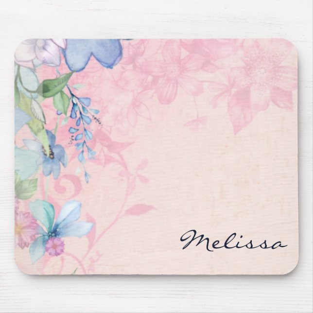 Pretty Pink Wildflowers Mouse Mat (Front)