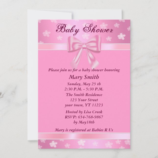 Pretty Pink With Flowers Baby Shower Invitation (Front)