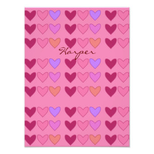 Pretty Pink With Hearts Colourful Girls Photo Print
