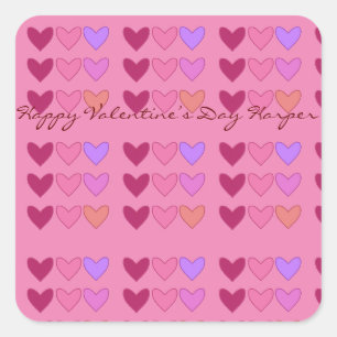 Pretty Pink With Hearts Colourful Valentine’s Day Square Sticker