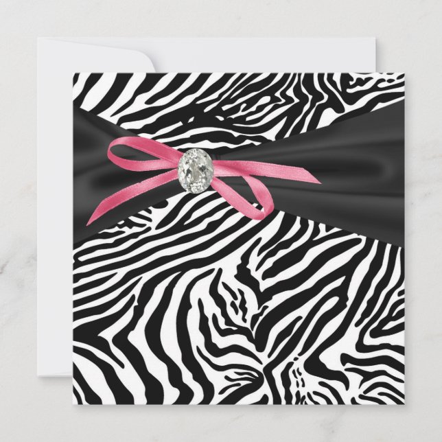 Pretty Pink Zebra Party Invitation (Front)