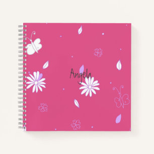 Pretty PinkGirlySummerSquare Notebook Customisable