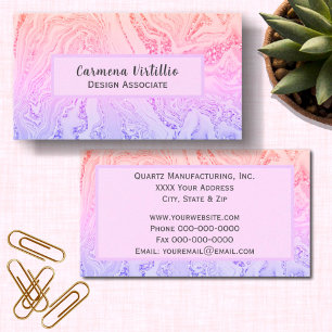 Pretty Pinks and Purples Quartz Marble Business Card