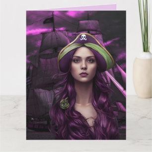 PRETTY PIRATE GIRL BIRTHDAY Greeting Card