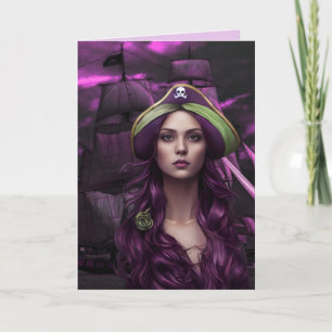 PRETTY PIRATE GIRL BIRTHDAY Greeting Card