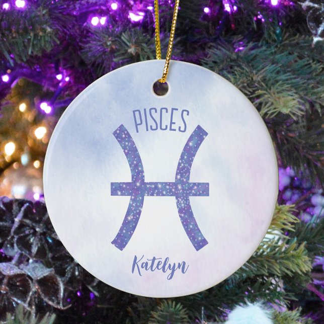 Pretty Pisces Astrology Sign Custom Christmas Ceramic Tree Decoration (Creator Uploaded)