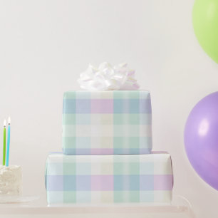 Pretty Plaid Pastel Pink Green Yellow Blue Purple  Wrapping Paper