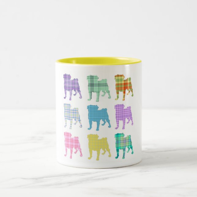 Pretty Plaid Pugs Mug (Center)