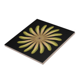 Pretty Plant Flower With Earth Tone Curvy Petals Tile