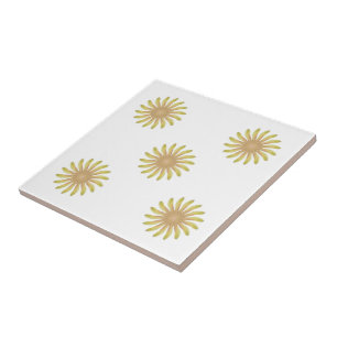 Pretty Plant Flower With Earth Tone Curvy Petals  Tile