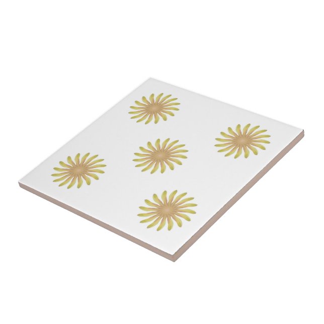 Pretty Plant Flower With Earth Tone Curvy Petals  Tile (Side)