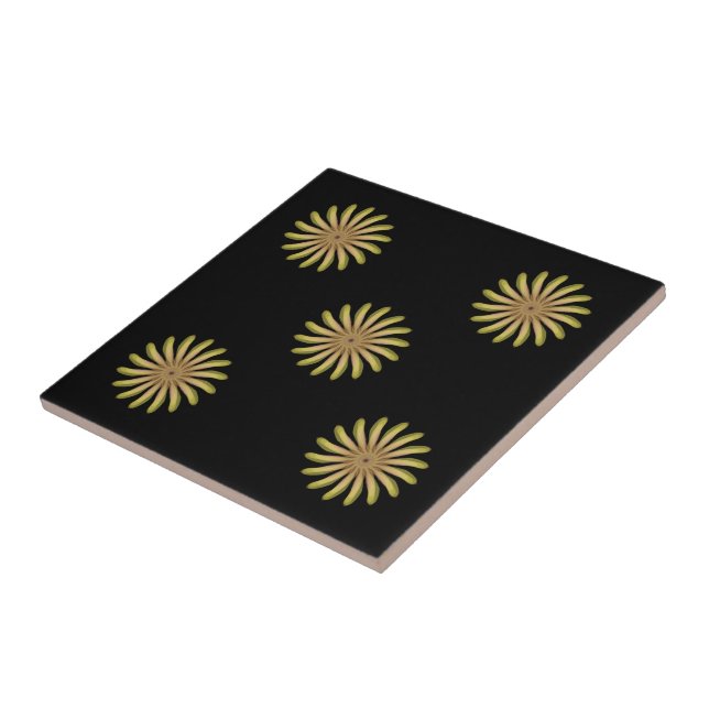 Pretty Plant Flower With Earth Tone Curvy Petals Tile (Side)