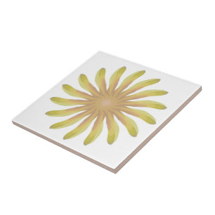 Pretty Plant Flower With Earth Tone Curvy Petals Tile