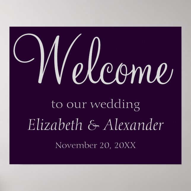 Pretty Plum and Silver Wedding  Poster (Front)