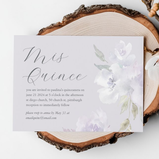 Pretty Plum Floral 15 Years Birthday Quinceañera Invitation (Creator Uploaded)