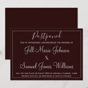 Pretty Plum Wedding Postponed Invitation