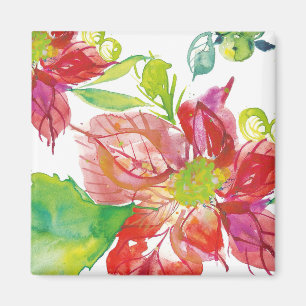 Pretty Poinsettia Bright Neon Magnet