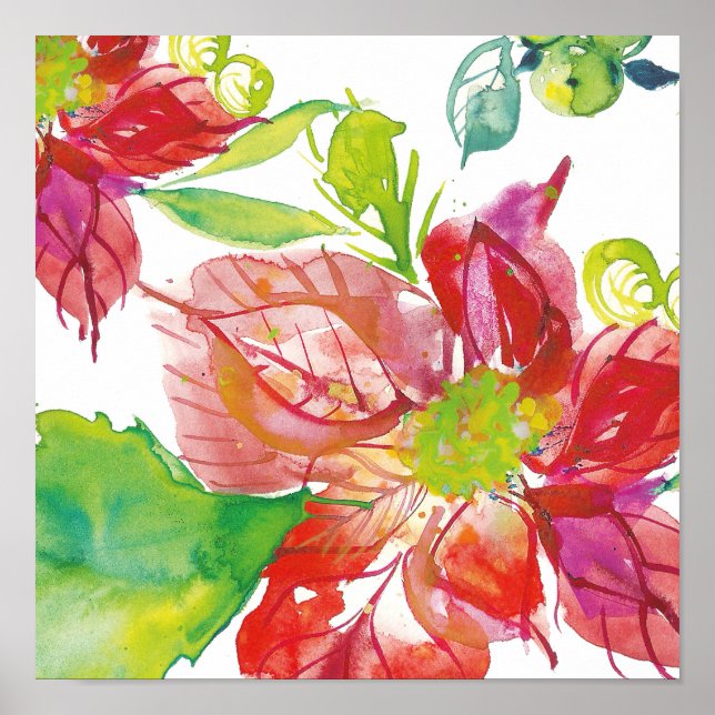 Pretty Poinsettia | Bright Neon Poster (Front)