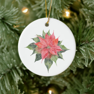 Pretty Poinsettia Ceramic Tree Decoration